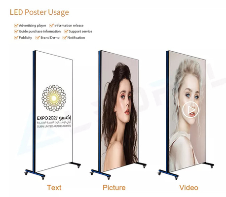 P1.8 P2 P2.5 Advertencia digital de LED Poster Espejo de visualización Poster de visualización de pantalla