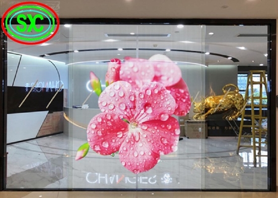 Pantalla LED transparente P3.91-7.82 Ventanas de vidrio a todo color montadas para joyas