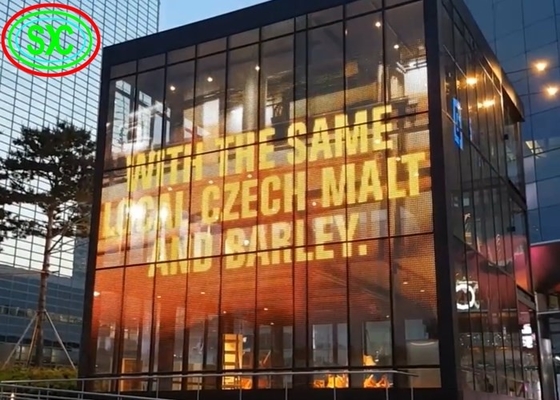 Pantallas de vidrio P3.91 para interiores con pantalla LED transparente a todo color montada para centros comerciales