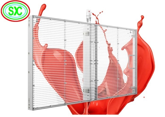 Pantalla LED transparente para interiores P3.9-7.8 Full Color SMD Curved Led Video Pared Vidrio para Vitrina
