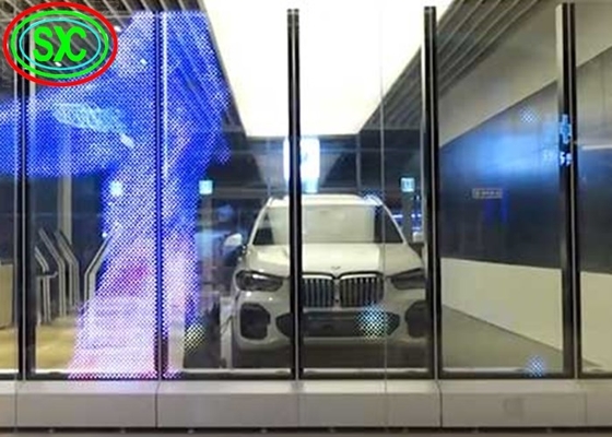 Pantalla LED transparente de alto brillo Pared transparente a todo color 32768 puntos por metro cuadrado Para alquiler