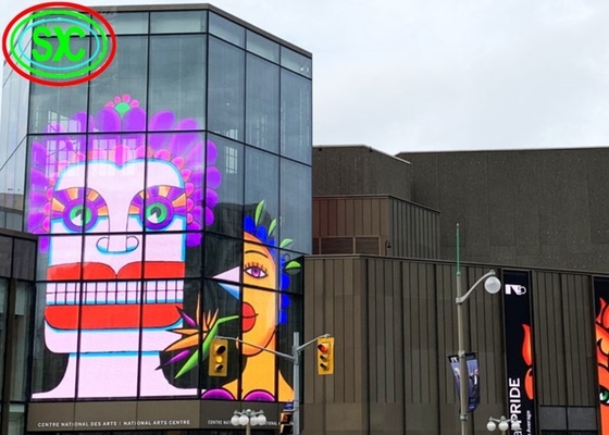 Pantallas de vidrio P3.91 para interiores con pantalla LED transparente a todo color montada para centros comerciales