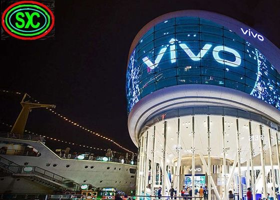 Buen precio P3.91 Pantalla LED transparente a todo color de 1500 cd/m2 para paredes de cortinas de vidrio en línea
