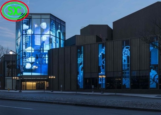 Centro comercial Moda de color completo P3.91-7.82 Pantalla de cortina de vidrio de pantalla LED transparente