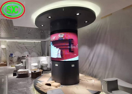 P4 interior fijó la publicidad de las pantallas cilíndricas curvadas las pantallas de la pantalla LED del LED