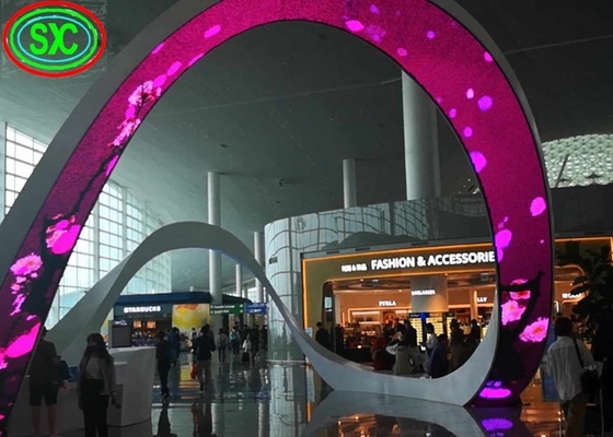 Display LED de cilindro de 360 grados para interiores y exteriores con pantalla curva de columna