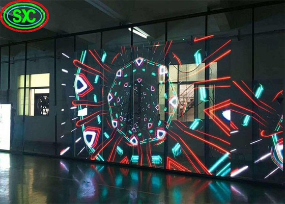 P3.9-7.8 de interior pantalla LED transparente a todo color con vidrio curvo para escaparate