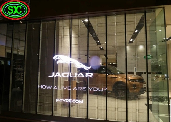 P3.9-7.8 de interior pantalla LED transparente a todo color con vidrio curvo para escaparate