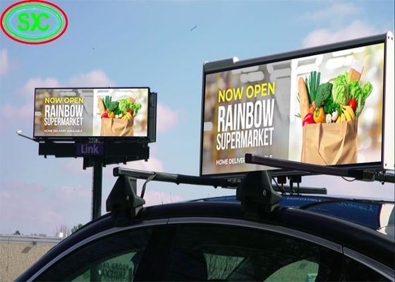 Publicidad de taxi P3 LED personalizable en la pantalla superior Pequeño, desmontable y fácil de instalar