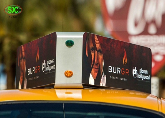 Exterior Full Color Double Side Taxi P5 Publicidad LED Display Techo del coche Signo a prueba de agua