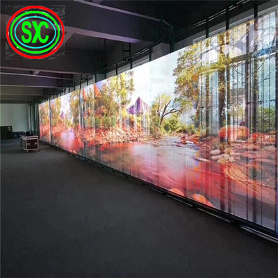 Buen precio 6.2kg Peso del gabinete Pantalla LED transparente con SMD2121 Tipo y método de conducción LED en línea