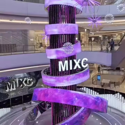 Exterior 360 grados cilindro pantalla LED columna pantalla curva cartel publicitario