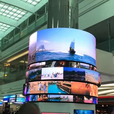 Exterior 360° cilindro LED pantalla de columna de curva pantalla de publicidad cartelera
