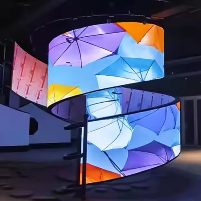 Exterior 360 grados cilindro pantalla LED columna pantalla curva cartel publicitario