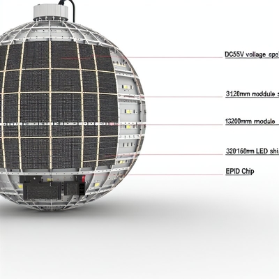 Pantalla LED esférica de voltaje DC5V con tamaño de módulo de 320*160 mm y chip LED Epistar