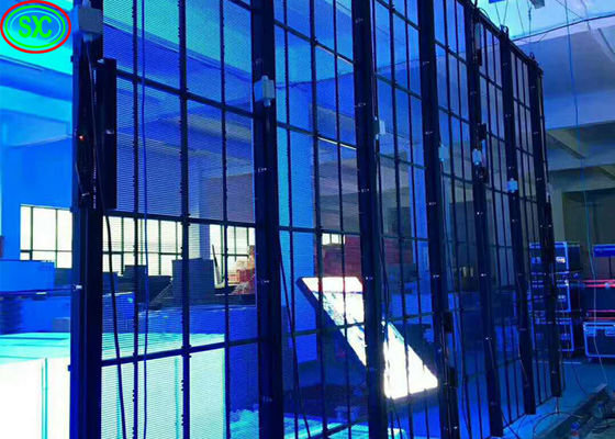 Buen precio Exhibición de cristal de la transparencia LED de la pantalla transparente interior de 1R1G1B alta para el escaparate en línea