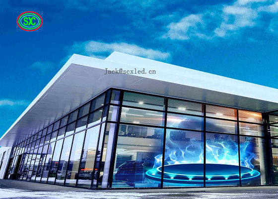 Buen precio El vidrio transparente mágico 1R1G1B llevó la exhibición P3.91 de la ventana con ahorro de la energía en línea