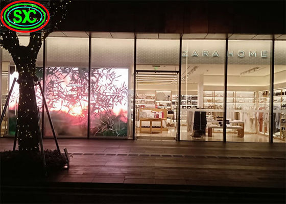 Pantalla LED transparente a todo color P3.91-7.82 1000x1000mm Pantalla de vidrio