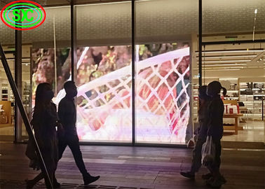 Pantalla LED transparente para interiores P3.9-7.8 Full Color SMD Curved Led Video Pared Vidrio para Vitrina