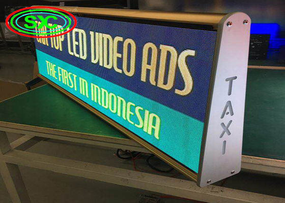 Impresora de señales LED de automóviles a prueba de agua, pantalla exterior de color completo en el techo del taxi doble lado