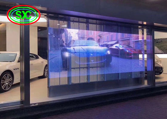 Pantalla LED transparente para interiores P3.9-7.8 Full Color SMD Curved Led Video Pared Vidrio para Vitrina