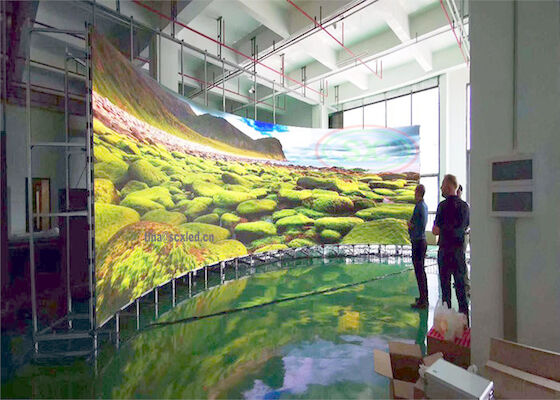 China Pared de video LED de alta calidad P3.91 Pantalla curva interior para supermercado