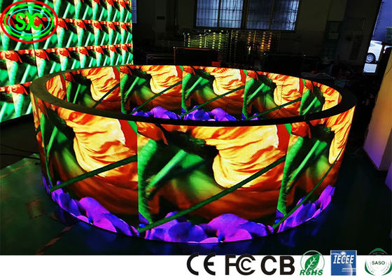 Pantalla LED flexible circular SMD2121 a todo color para interiores, gabinete de hierro 1R1G1B P4