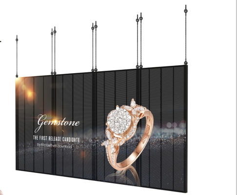 Display transparente de carteles con cortina LED cilindro 62500 puntos por metro cuadrado SMD2121