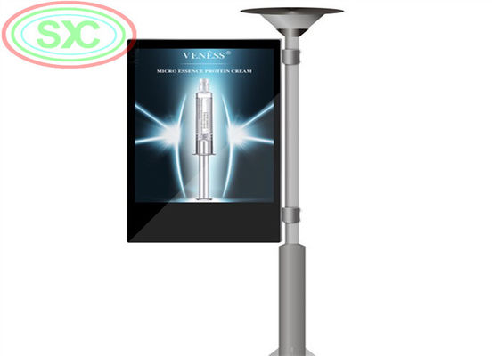 Buen precio Indicador LED del poste de la lámpara de dos lados de la valla publicitaria LED, distancia de visión de la pantalla LED exterior de 6 metros en línea