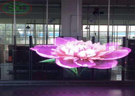 Display transparente de carteles con cortina LED cilindro 62500 puntos por metro cuadrado SMD2121