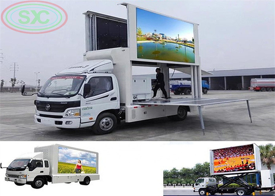 SMD 2121 pantalla LED de remolque exterior de tres lados con pantalla LED para publicidad móvil