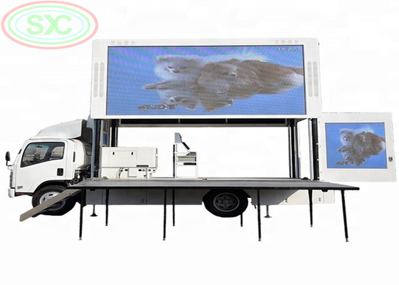 SMD 2121 pantalla LED de remolque exterior de tres lados con pantalla LED para publicidad móvil