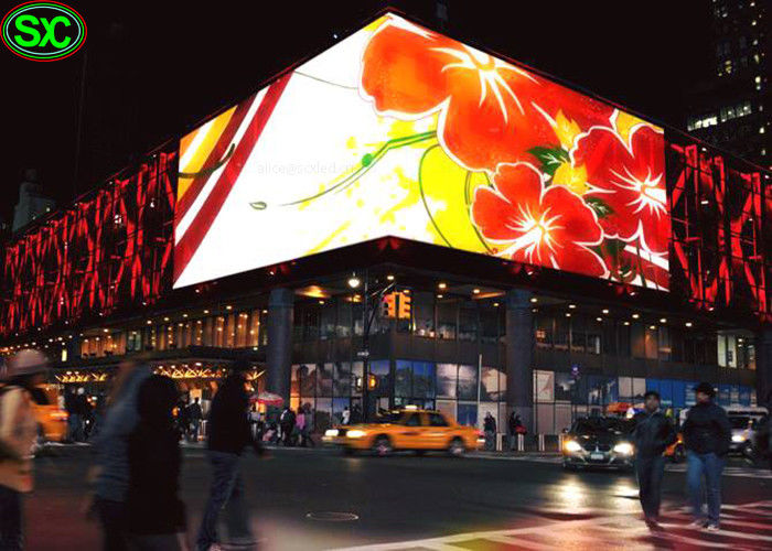 Prenda impermeable al aire libre del RGB P10 pared de la pantalla LED de 90 del grado Digitaces de la esquina