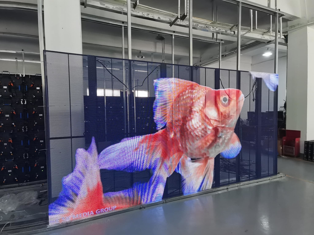 Pantalla LED transparente promedio sin fallas 1000 horas Cabinet Peso 6.2kg Pantalla LED transparente