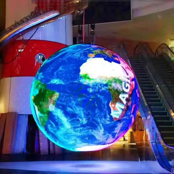 P3.91 360° Exterior Esfera de columna a todo color pantalla LED Edificio cartel
