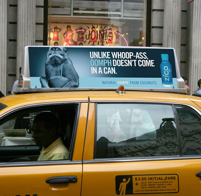 Exterior P5 Full Color LED Display Techo de automóvil Signos publicitarios Double Side Taxi Top