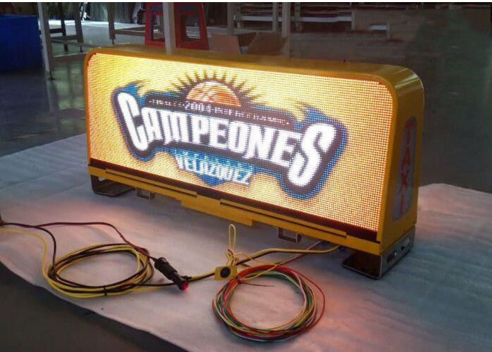 Impresora de señales LED de automóviles a prueba de agua, pantalla exterior de color completo en el techo del taxi doble lado