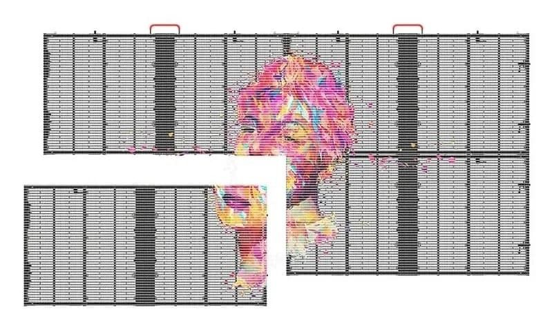 Pantalla LED transparente a todo color P3.91-7.82mm interior 1500nits pared de video SMD