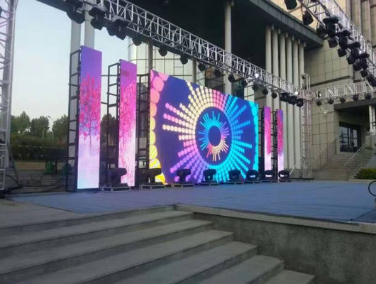 Buen precio Pantalla LED exterior colgante P4.81 a prueba de agua para eventos solemnes, tamaño de gabinete de fondo de escenario de 500*500 En línea