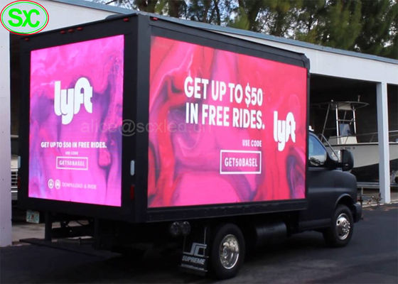 Pantalla LED móvil de la caja del remolque del camión P6, muestra de Digitaces LED de la pantalla del vehículo TV