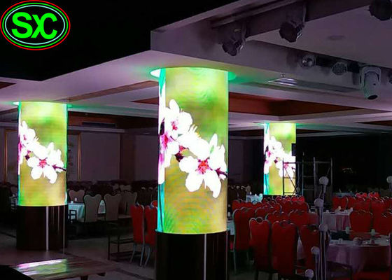 Buen precio P4 interior fijó la publicidad de las pantallas cilíndricas curvadas las pantallas de la pantalla LED del LED en línea