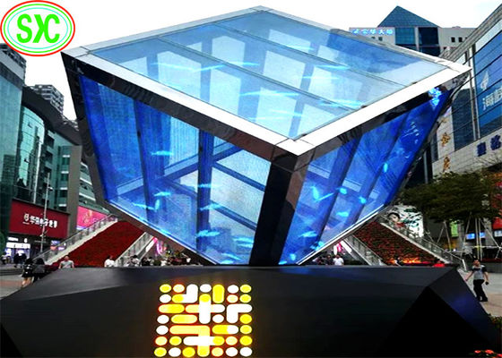 Buen precio Reproducción de vídeo transparente del LED P7.8125 milímetro a todo color para la publicidad al aire libre en línea