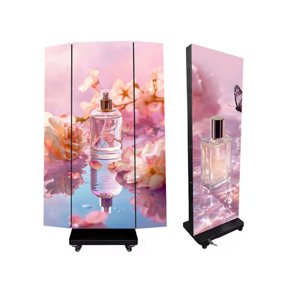 Indoor P2.5 Full Color Mirror Fold Three Led Display Wireless USB 4G Smart Control Poster