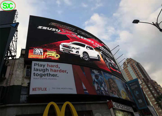 Pantallas de visualización llevadas al aire libre grandes curvadas P10, pantalla de vídeo llevada SMD3535 IP65