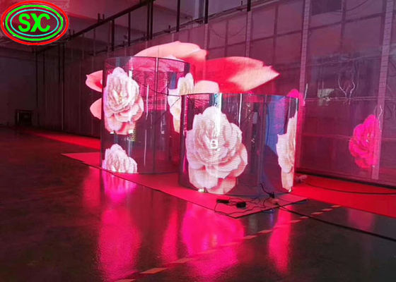 Buen precio P3.91-P7.82 Pantalla LED transparente a todo color para interiores y exteriores 500x1000mm 6000cd/M2 en línea