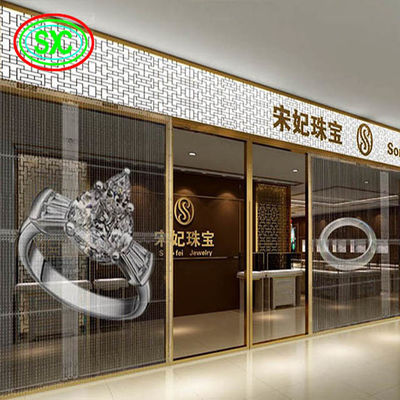Buen precio Pared de video LED transparente transparente P3.91 Cortina de malla LED de interiores Muestras de señalización LED en línea