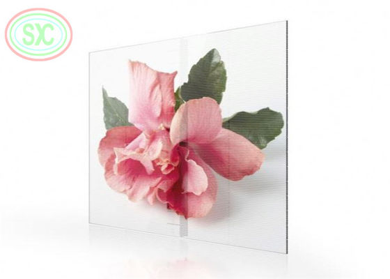 Buen precio Pantalla LED transparente de malla de vidrio comercial para interiores P3.91-7.82 a todo color en línea