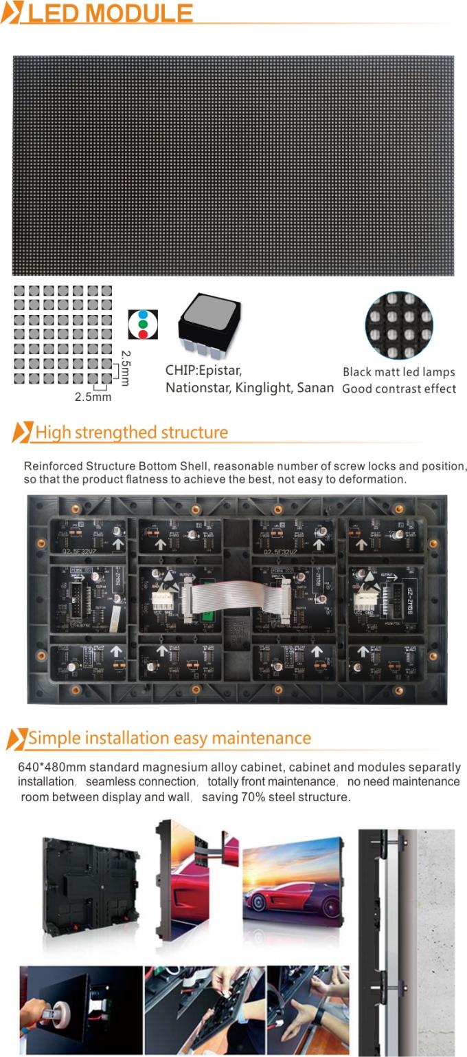 P2-32S M&oacute;dulo de pantalla LED de color completo en interiores con accionamiento constante y dimensiones de gabinete de 640 * 640 mm 4